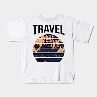 travel retro sunset design Kids T-Shirt